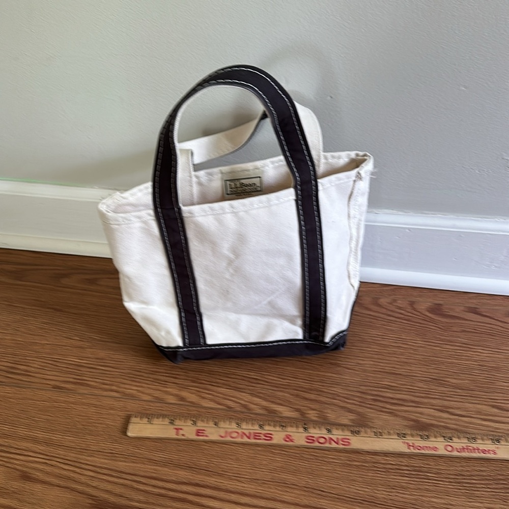 LL Bean Boat & Tote Canvas Black Trim Small Made in USA